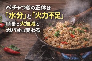ガパオがベチャベチャになる原因｜水分を飛ばす順番と火加減【失敗対策まとめ】
