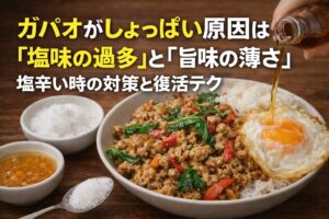 ガパオがしょっぱい原因｜塩辛い時の対策と復活テク【失敗しない】
