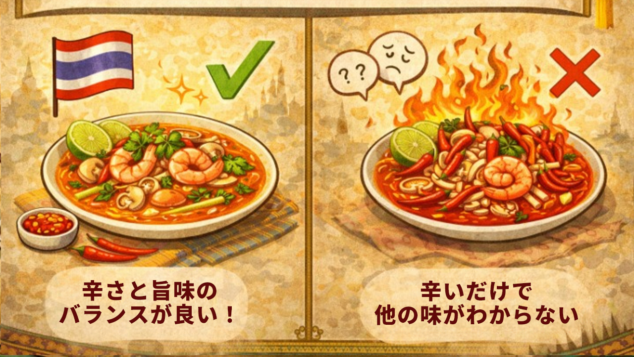 辛さを強くしすぎて、味の全体像が見えなくなる