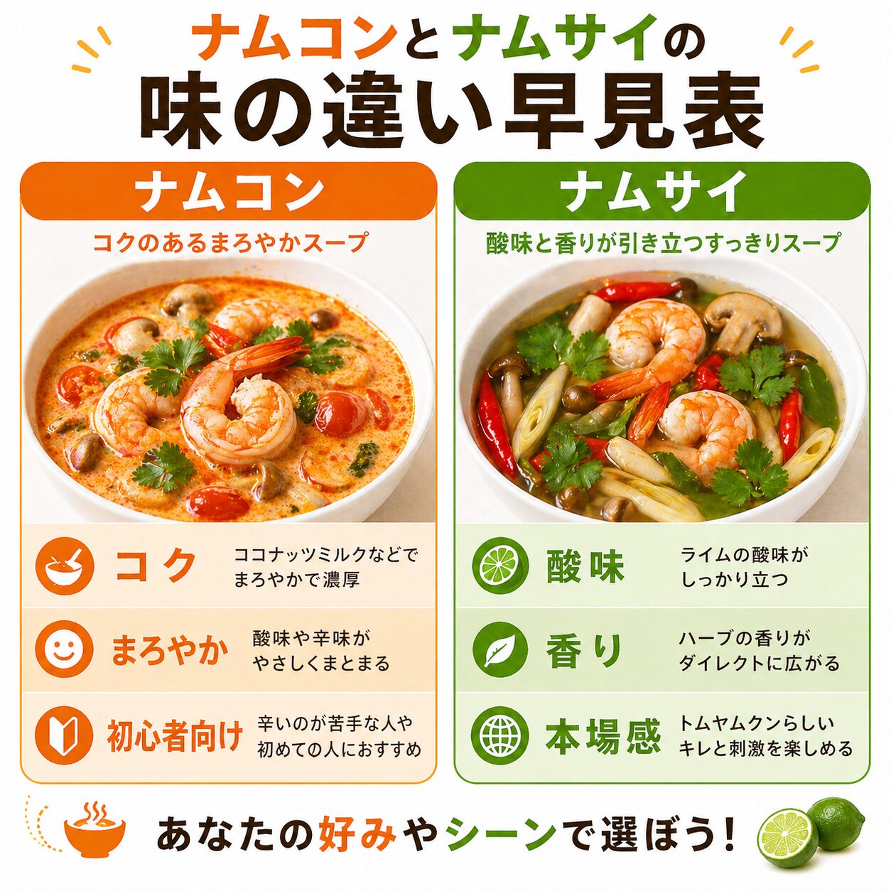 味の違い早見表